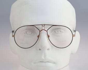 Rodier M 125 311, Vintage 80s unique oversized round aviator glasses frames mens & womens NOS