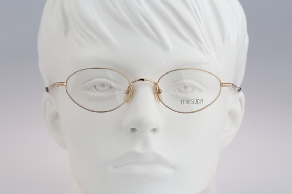 Matsuda 10120 PG, Vintage 90s victorian gold small cat eye glasses frames womens NOS