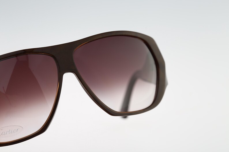 Cartier Paris 4671519, Vintage 2000s brown oversized wrap sunglasses women NOS image 6