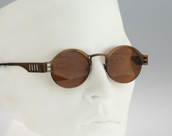 Steampunk sunglasses men, AND-BAD by Belviso, Vintage 90s unique small circle sunglasses women NOS