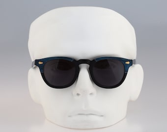 Nostalgy Calyfornia 07 fabriqué à la main en Italie, lunettes de soleil carrées noires et bleues vintage des années 90 hommes et femmes NOS