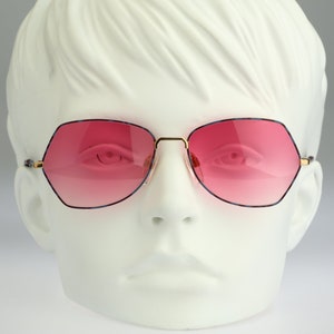 Silhouette M 6194 V 6055, Vintage 80s tinted pink lenses gold & tortoise butterfly sunglasses women, NOS