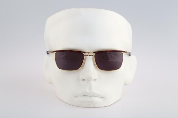 Police White Sunglasses with Gold Accents and brown Lenses Vogart by Police 3552 220, Vintage 90s Unique Gold  main image 4