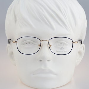 CPS Switzerland H 052 S, Vintage 90s gold and navy blue small square eyeglasses frames mens & womens / NOS