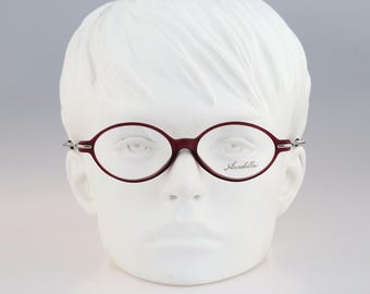 Annabella 443 4, Vintage 90s unique pink & silver oval eyeglasses frames womens NOS