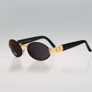Burberrys by Safilo B 8792 S SU5, Vintage 90s black and gold wrap oval sunglasses men & women, NOS