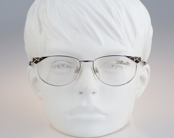 Silhouette M 6177 00 V 6016, Vintage 80s unique silver cat eye glasses frames womens NOS