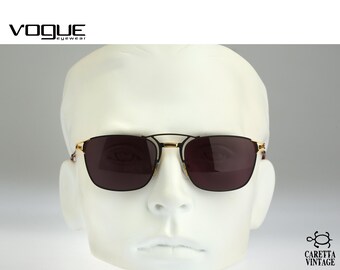Vogue Earvin NO/OR, Vintage 90s black and gold square aviator sunglasses men & women NOS