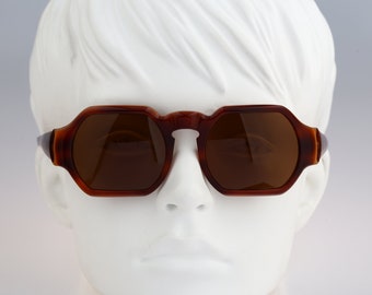 Essor Collection 005 493, Vintage 90s unique tortoise square sunglasses women, NOS