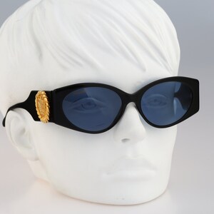 Annabella 315 S 1, Vintage 90s unique black & gold cat eye sunglasses women NOS