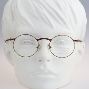 Fendissime F 072 806, Vintage 90s antique gold unique small circle round eyeglasses frames mens & womens NOS