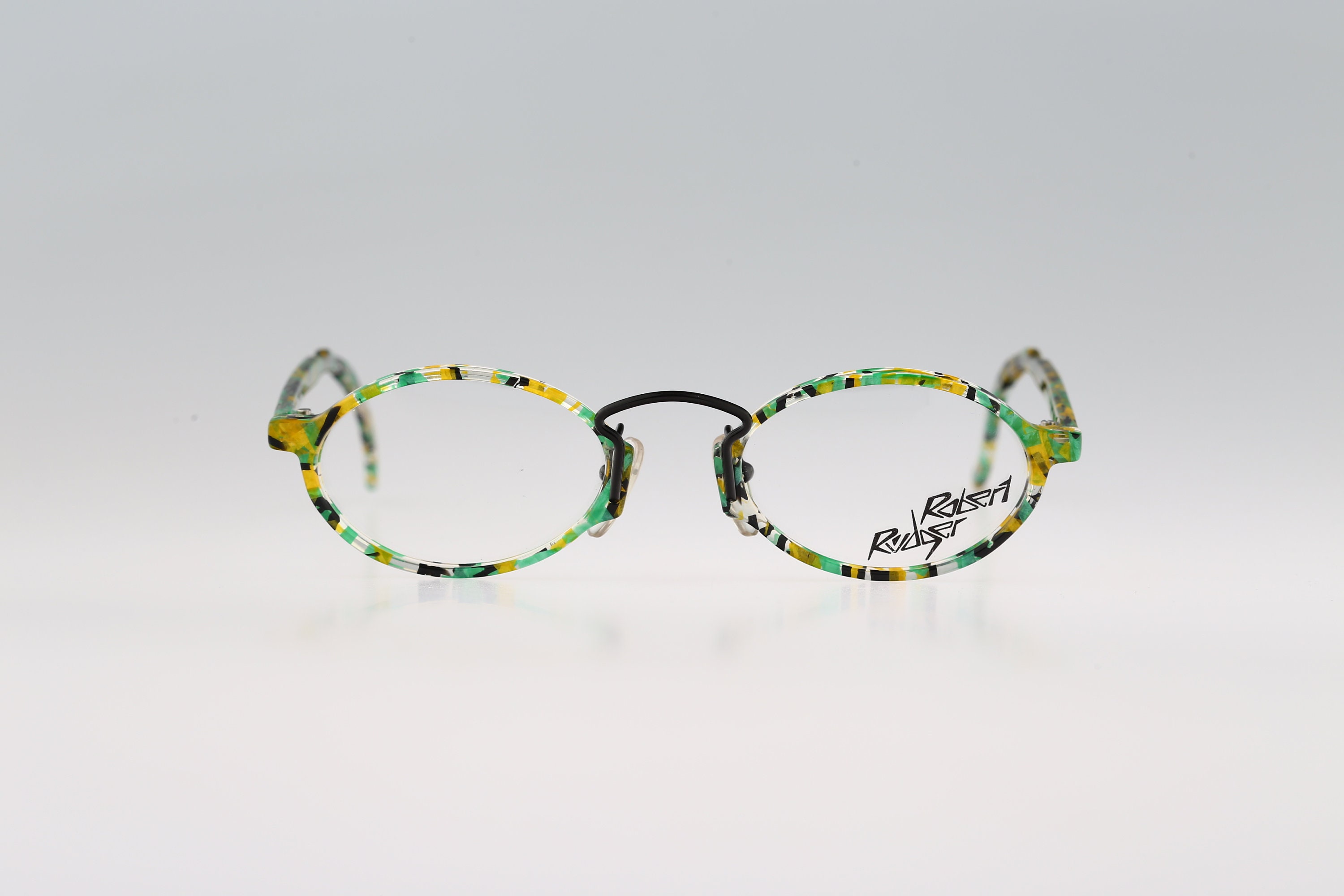 Robert Rudger 0760 118 03, Vintage 90s unique colorful oval eyeglasses frames mens & womens NOS