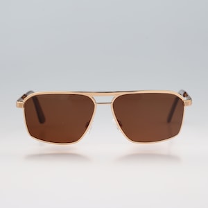 Safilo 7517 S 002, Vintage 90s gold square aviator sunglasses men & women NOS