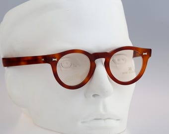 Roy Tower Old Time 7 123 hand made in Italy, Vintage 90s tortoise panto round eyeglasses frames mens & womens NOS