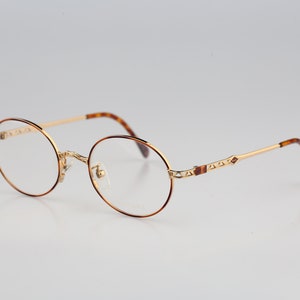 Vogart 3502 hand made in Italy, Vintage 90s gold and tortoise small round eyeglasses frames mens & womens NOS
