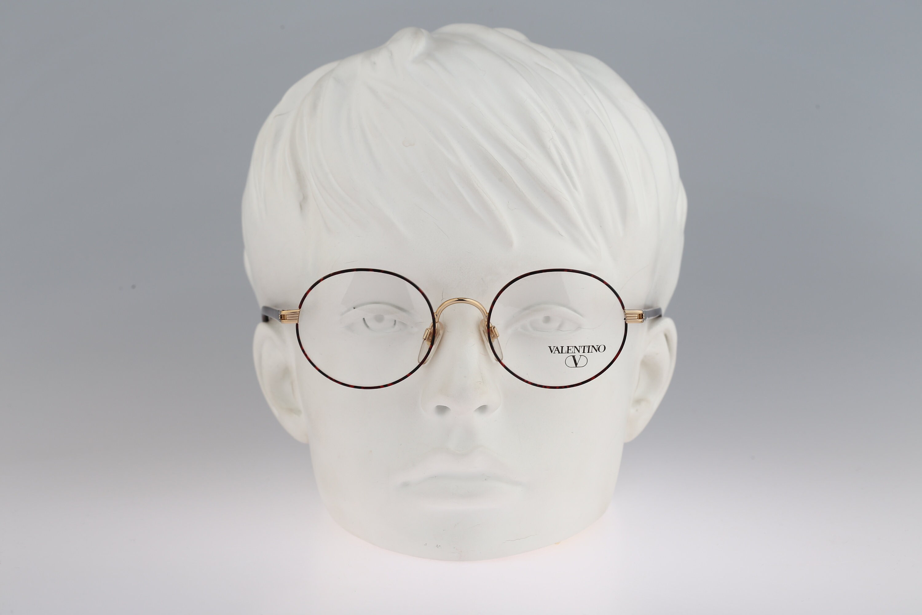 Valentino 415 906, Vintage 90s gold and tortoise round circle eyeglasses frames mens & womens NOS