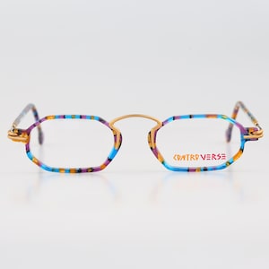 Contro Verse 3220 142 09, Vintage 90s unique colorful hexagon eyeglasses frames mens & womens NOS