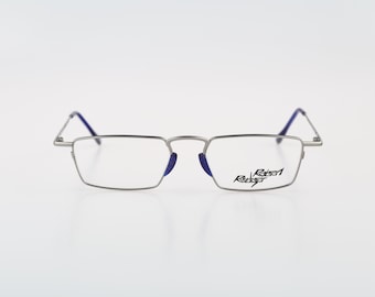 Robert Rudger 1030 112 10, Vintage 90s unique silver and blue rectangle glasses frames mens & womens / NOS