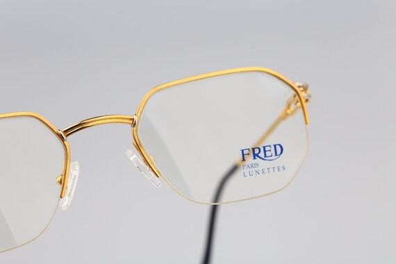Fred Beaupre, Vintage 90s Silver and Gold Half Rim Hexagon Glasses
