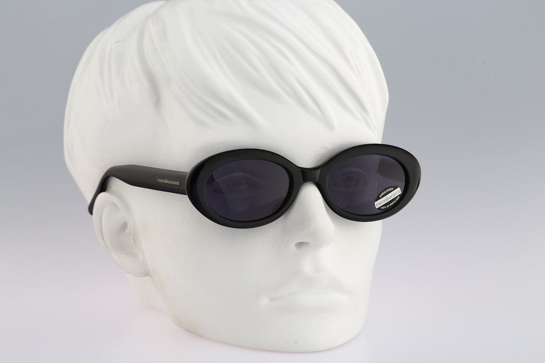 Buy Roccobarocco 8713 10, Vintage 90s Black Unique Small Oval Sunglasses  Women NOS Online in India