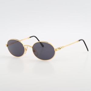Deltaline 260 1, Vintage 90s gold small oval sunglasses man and women, NOS