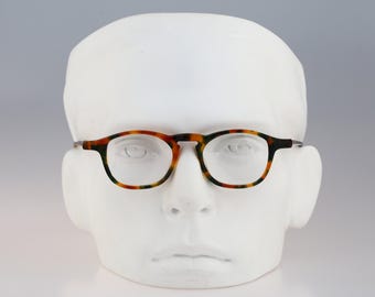Elle E 061 096 Hand made, Vintage 90s tortoise small square eyeglasses frames mens & womens NOS