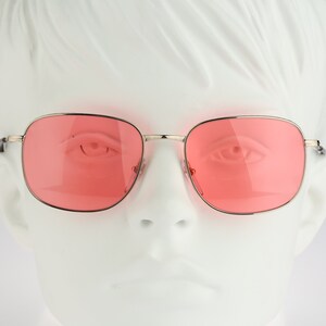 Piave Teen Up 1315 1A07, Vintage 90s tinted pink lenses unique gold square sunglasses women, NOS