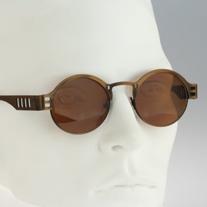 Steampunk Sonnenbrille Männer, AND-BAD von Belviso, Vintage 90er Jahre kleine Kreis Sonnenbrille Frauen NOS