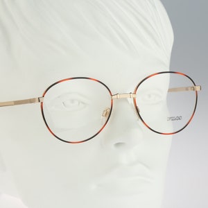 Filos 6515, Vintage 90s unique gold and tortoise panto round eyeglasses frames mens & womens NOS