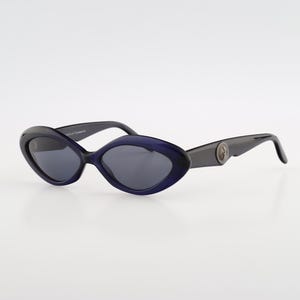 Roccobarocco RB 7587 30, Vintage 90s unique blue small oval cat eye sunglasses women NOS