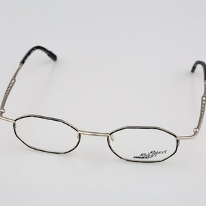 Robert Rudger 2232 010 R8, Vintage 90s black and silver unique small hexagon glasses frames mens & womens NOS