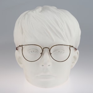 Jean Paul Gaultier 55-3177 3, Vintage 90s antique effect plated steampunk cat eye glasses frames womens NOS
