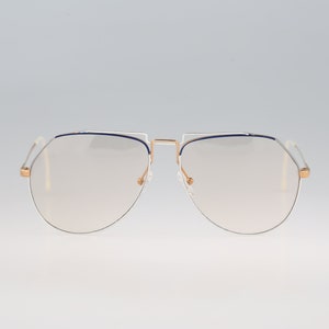 G5 di Lozza G. e C 800, Vintage 80er Jahre Brillengestell blau weiß Fliegerbrille Damen & Herren NOS