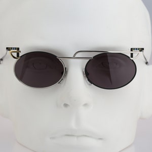 Casanova DC 1 C 04, Vintage 90s black & silver crazy oval sunglasses mens and women, NOS