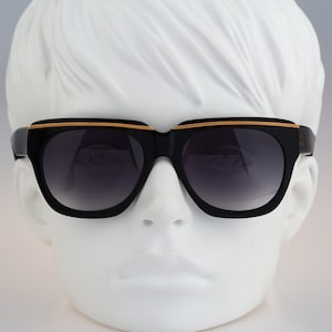 Arrogance  A 611 AA, Vintage 90s unique black and gold square sunglasses women, NOS