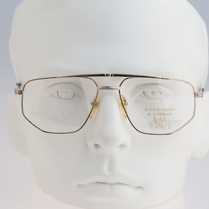 Roman Rothschild of Switzerland R1037A 02, Vintage 80s oversized gold aviator glasses frames mens & womens NOS