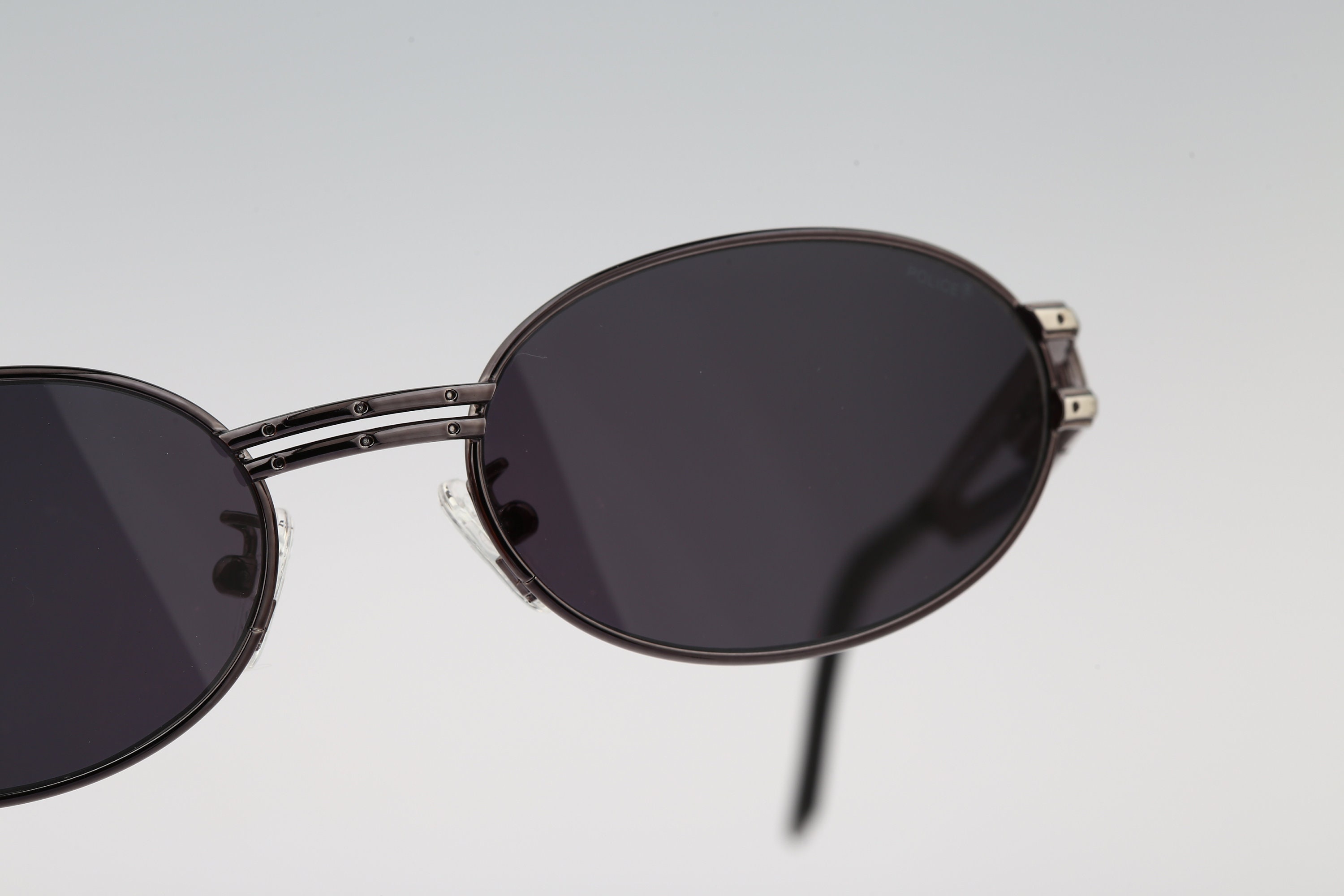 Police 2329 545, Vintage 90s Silver and Gray Steampunk Small Oval