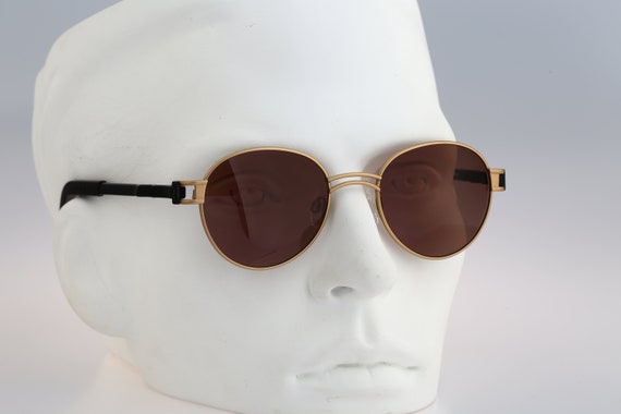 Gold round sunglasses men, Adidas A702 6050, Vint… - image 1