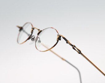 Romolo Cianci Tecno 12 3, Vintage 90s antique gold and colorful steampunk small oval eyeglasses frames mens & womens NOS