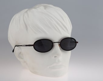 Egizia 42 060, Vintage 90s black small oval sunglasses mens & women, NOS