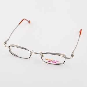 Contro Verse 4100 238 N3, Vintage 90s steampunk black and silver slim rectangle eyeglasses frames mens & womens NOS
