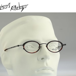 Robert Rudger 2280 272 S7, Vintage 90s gray and tortoise double rim unique small oval eyeglasses frames mens & womens NOS