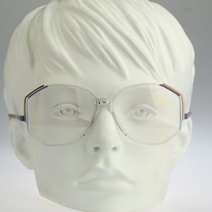 Silhouette M 1768 V 2120, Vintage 80s blue & clear unique large oversized hexagon glasses frames womens NOS