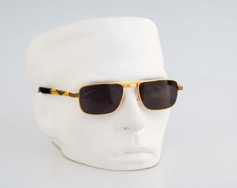 Police 2139 070, Vintage 90s gold rectangle aviator sunglasses men and women NOS