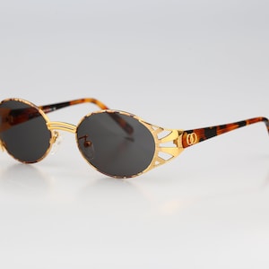 Hollywood by D&D Design Cindy C72, Vintage 90s unique gold and tortoise oval sunglasses men and women, NOS