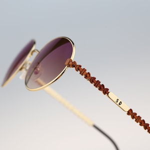 Simonetta Ravizza 1182 4, Vintage 80s unique gold round sunglasses men & women, NOS