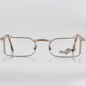 Robert Rudger 1580 174 27, Vintage 90s gray and tortoise small rectangle eyeglasses frames mens & womens NOS