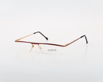 Sabahn 124 VR, occhiali da lettura vintage anni '90 in oro e bronzo con montatura a mezza montatura, piccoli rettangolari, da uomo e da donna, nuovi di zecca.