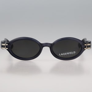 Lagerfeld 4132 29, Vintage 90s blue unique steampunk oval sunglasses women, NOS