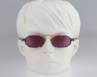 Contro Verse 3220 142 09, Vintage 90s tinted lenses unique colorful small hexagon sunglasses women, NOS
